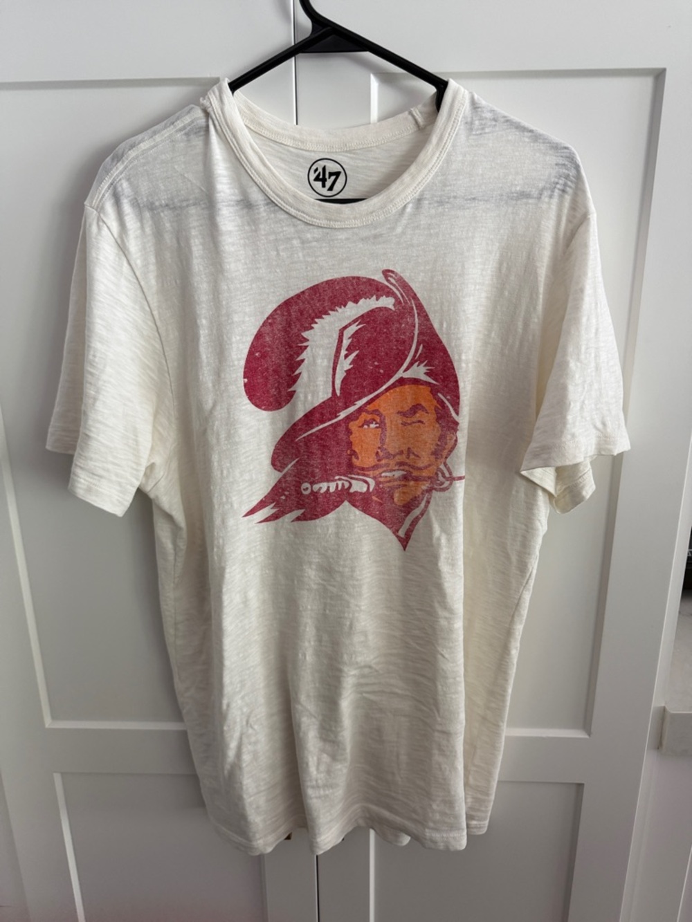 NFL 47 Brand Cream Tee with Red Orange Tampa Bay Buccaneers